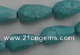 CWB474 15.5 inches 12*22mm faceted teardrop howlite turquoise beads