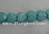 CWB491 15.5 inches 10*10mm faceted heart howlite turquoise beads