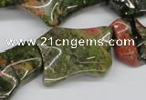 CWG05 15.5 inches 25*33mm wavy freeform unakite gemstone beads