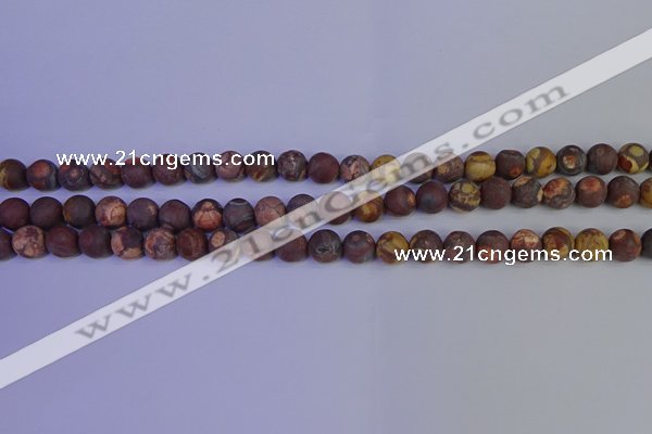 CWJ421 15.5 inches 6mm round matte wood eye jasper beads