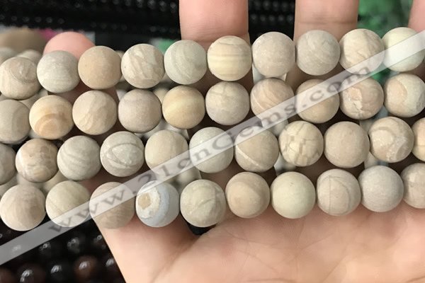CWJ524 15.5 inches 12mm round matte wooden jasper beads wholesale