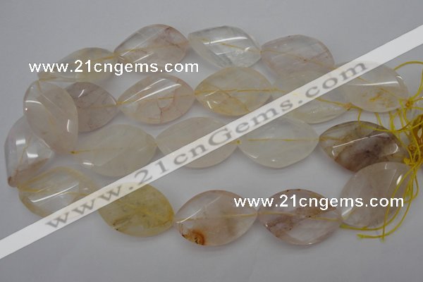 CYC202 15.5 inches 25*40mm twisted & faceted marquise yellow quartz beads