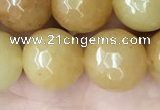 CYJ635 15.5 inches 14mm faceted round yellow jade beads wholesale