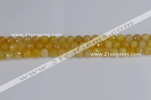 CYJ640 15.5 inches 8mm faceted round yellow jade beads wholesale