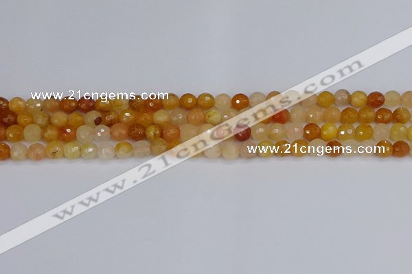 CYJ645 15.5 inches 4mm faceted round mixed yellow jade beads