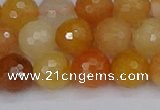 CYJ648 15.5 inches 10mm faceted round mixed yellow jade beads