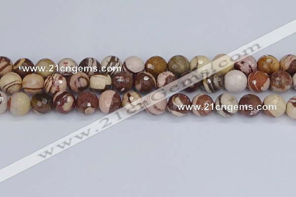 CZJ282 15.5 inches 12mm faceted round zebra jasper beads