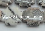 CZJ53 16 inches 25*25mm cross zebra jasper gemstone beads wholesale