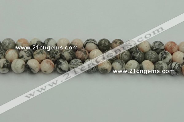 CZJ554 15.5 inches 12mm round pink zebra jasper beads wholesale