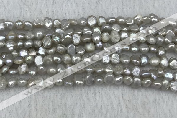 FWP232 14.5 inches 3mm - 4mm baroque grey freshwater pearl strands