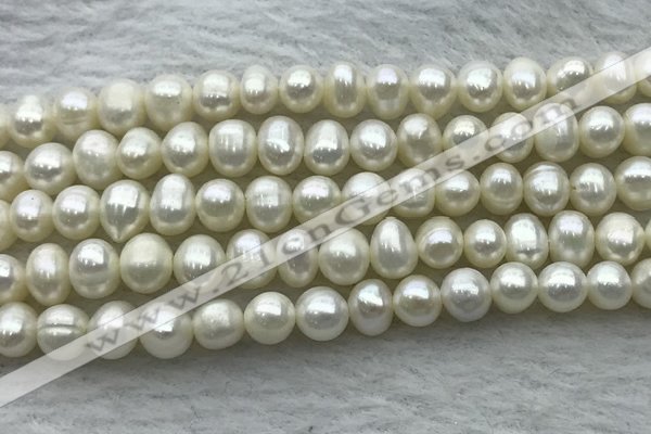 FWP44 14.5 inches 5mm - 5.5mm potato white freshwater pearl strands