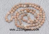GMN512 Hand-knotted 8mm, 10mm sunstone 108 beads mala necklaces