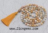 GMN697 Hand-knotted 8mm, 10mm crazy lace agate 108 beads mala necklaces with tassel