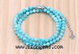 GMN7269 4mm faceted round amazonite beaded necklace jewelry