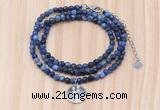 GMN7417 4mm faceted round tiny sodalite beaded necklace with constellation charm