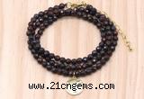 GMN7437 4mm faceted round tiny brecciated jasper beaded necklace with constellation charm