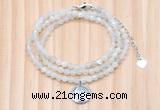 GMN7452 4mm faceted round tiny white moonstone beaded necklace with constellation charm