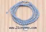 GMN7468 4mm faceted round blue angel skin beaded necklace with constellation charm
