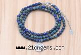 GMN7516 4mm faceted round tiny chrysocolla beaded necklace with letter charm