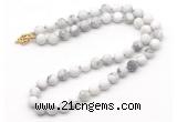 GMN7600 18 - 36 inches 8mm, 10mm matte white howlite beaded necklaces