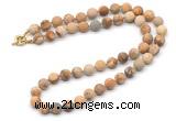 GMN7627 18 - 36 inches 8mm, 10mm matte picture jasper beaded necklaces