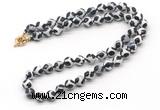 GMN7736 18 - 36 inches 8mm, 10mm faceted round Tibetan agate beaded necklaces