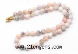 GMN7830 18 - 36 inches 8mm, 10mm round natural pink opal beaded necklaces