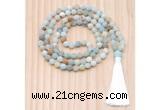 GMN8703 Hand-Knotted 8mm, 10mm Matte Colorful Amazonite 108 Beads Mala Necklace
