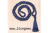 GMN8810 Hand-Knotted 8mm, 10mm Blue Tiger Eye 108 Beads Mala Necklace