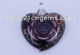 LP12 13*38*43mm heart inner flower lampwork glass pendants