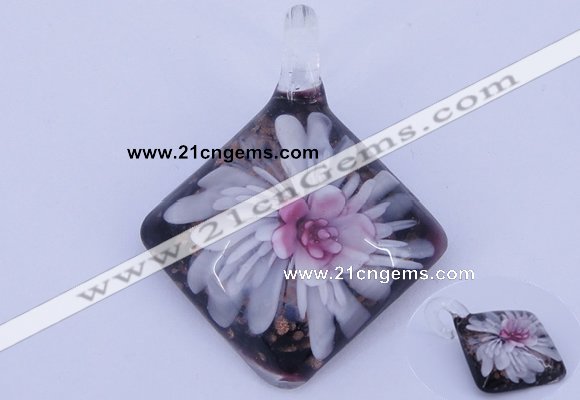 LP62 12*39*50mm diamond inner flower lampwork glass pendants