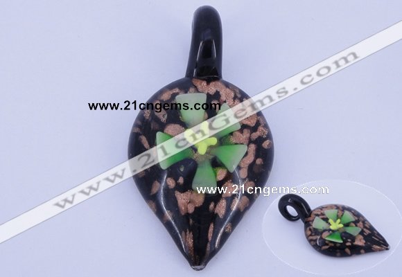 LP83 12*30*57mm leaf inner flower lampwork glass pendants