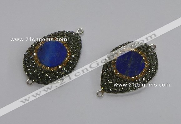 NGC1165 25*35mm teardrop lapis lazuli gemstone connectors wholesale