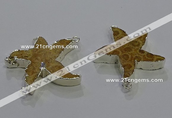NGC1456 28mm - 30mm starfish fossil coral connectors wholesale