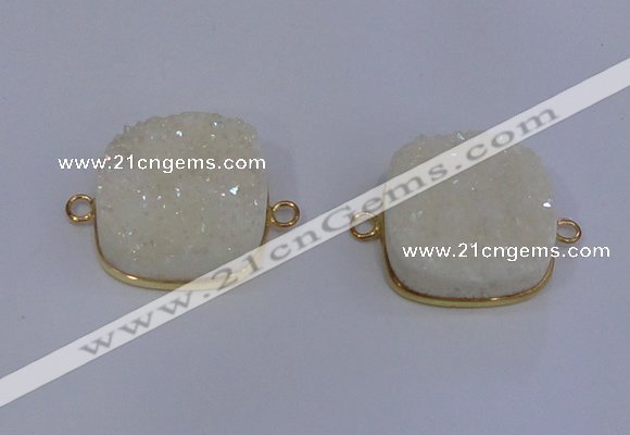 NGC1500 25*25mm square druzy quartz gemstone connectors wholesale
