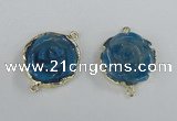 NGC290 23*25mm - 26*28mm carved flower agate gemstone connectors