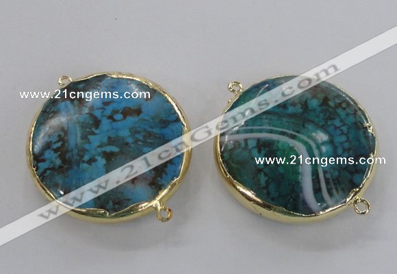NGC299 35mm flat round agate gemstone connectors wholesale