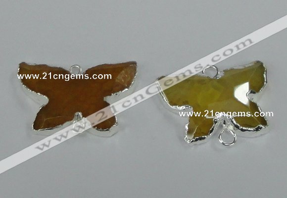 NGC308 22*30mm carved butterfly agate gemstone connectors