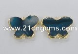 NGC319 30*38mm butterfly agate gemstone connectors wholesale