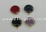 NGC395 18mm flat round agate gemstone connectors wholesale