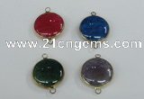 NGC401 18mm flat round agate gemstone connectors wholesale