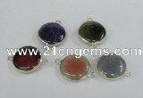 NGC453 20mm coin agate gemstone connectors wholesale