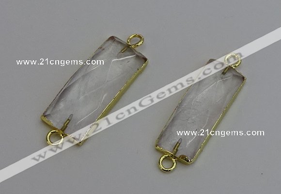 NGC5075 12*30mm - 15*35mm faceted rectangle white crystal connectors