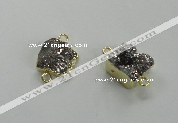 NGC508 8*10mm - 12*14mm freeform plated druzy agate connectors