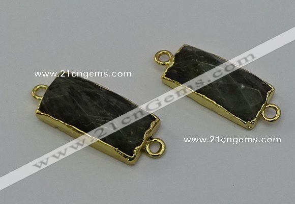 NGC5089 12*30mm - 15*30mm faceted rectangle labradorite connectors
