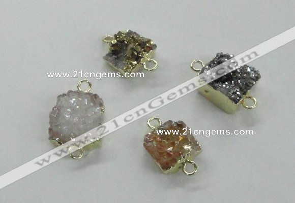 NGC509 8*10mm - 12*14mm freeform plated druzy agate connectors