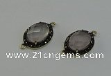 NGC5126 16*20mm oval rose quartz gemstone connectors wholesale