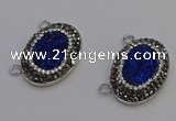 NGC5495 18*25mm oval plated druzy agate gemstone connectors