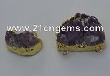 NGC5516 18*25mm - 25*35mm freefrom druzy amethyst connectors