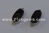 NGC5555 10*22mm - 12*25mm freeform plated druzy quartz connectors